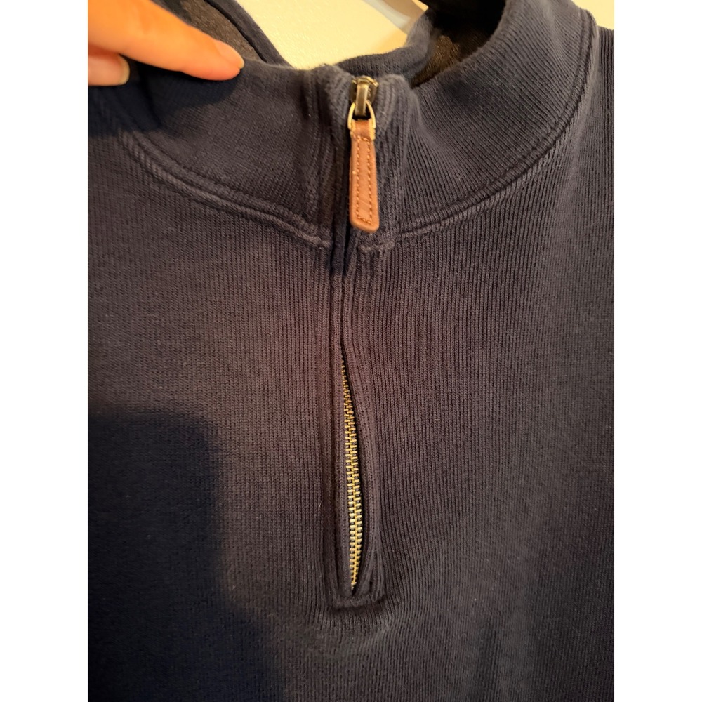 Lands' End Men's 3XL Tall Big & Tall Navy Quarter Zip Cotton Pullover - Picture 3 of 11